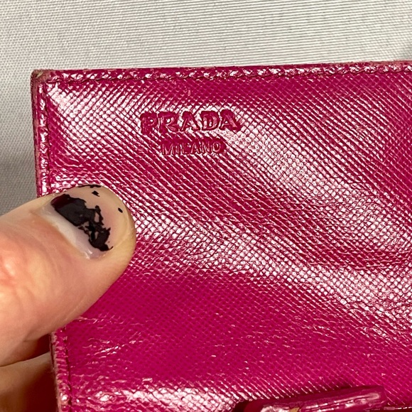 PRADA | womens hot pink nylon foldable wallet cardholder - Picture 7 of 10